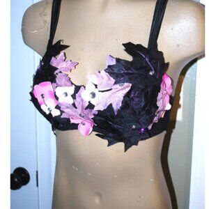 OOAK Gothic leaf and flower fairy bra top, 34b fairy costume top